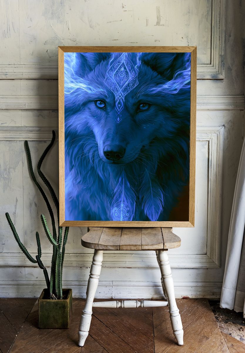 Mystic Wolf Digital Art Print. — room view 1