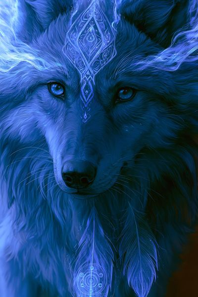 Mystic Wolf Digital Art Print. poster print