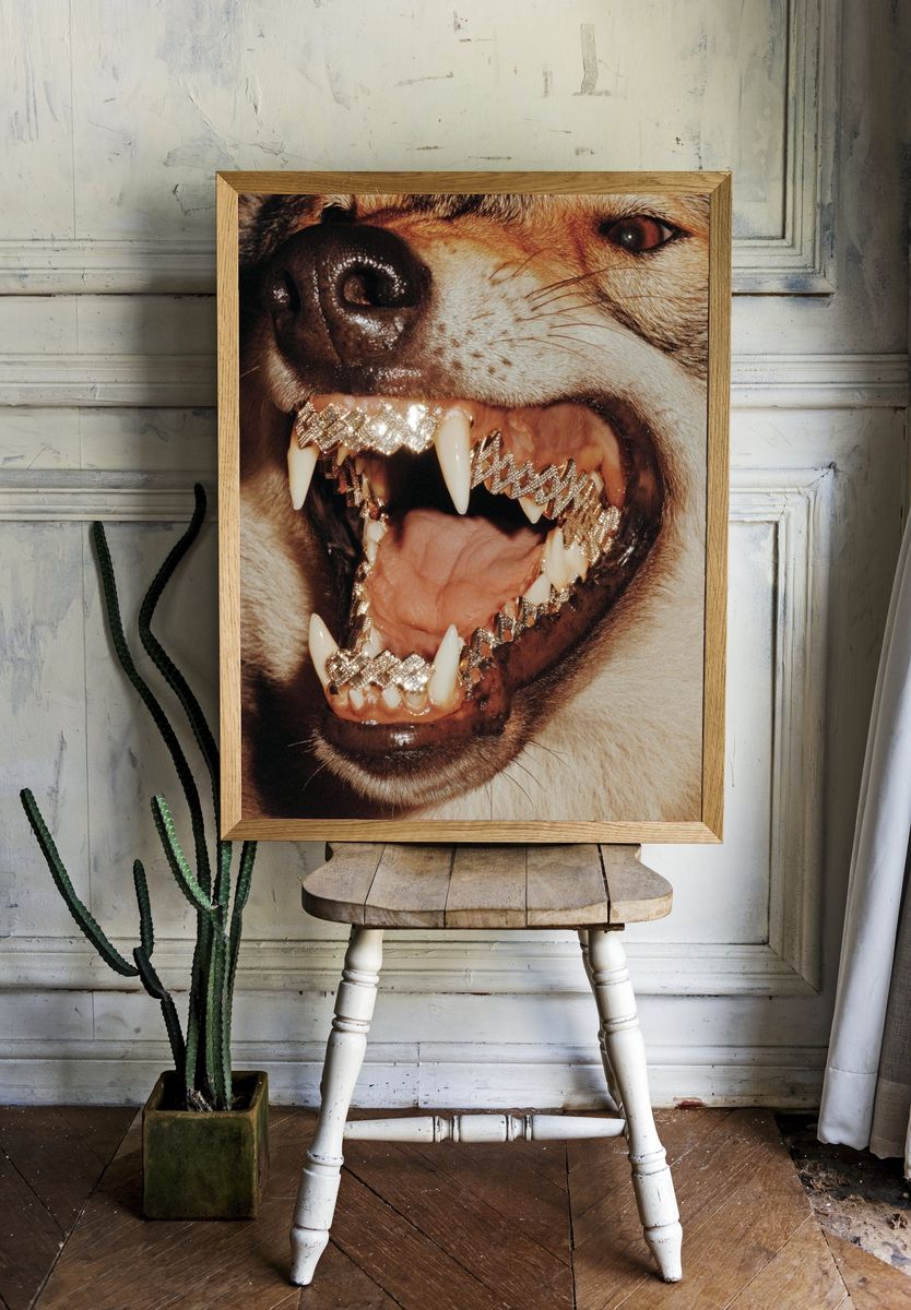 Diamond-Toothed Wolf Portrait Print. — room view 1