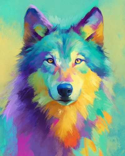 Colorful Wolf Portrait Poster. poster