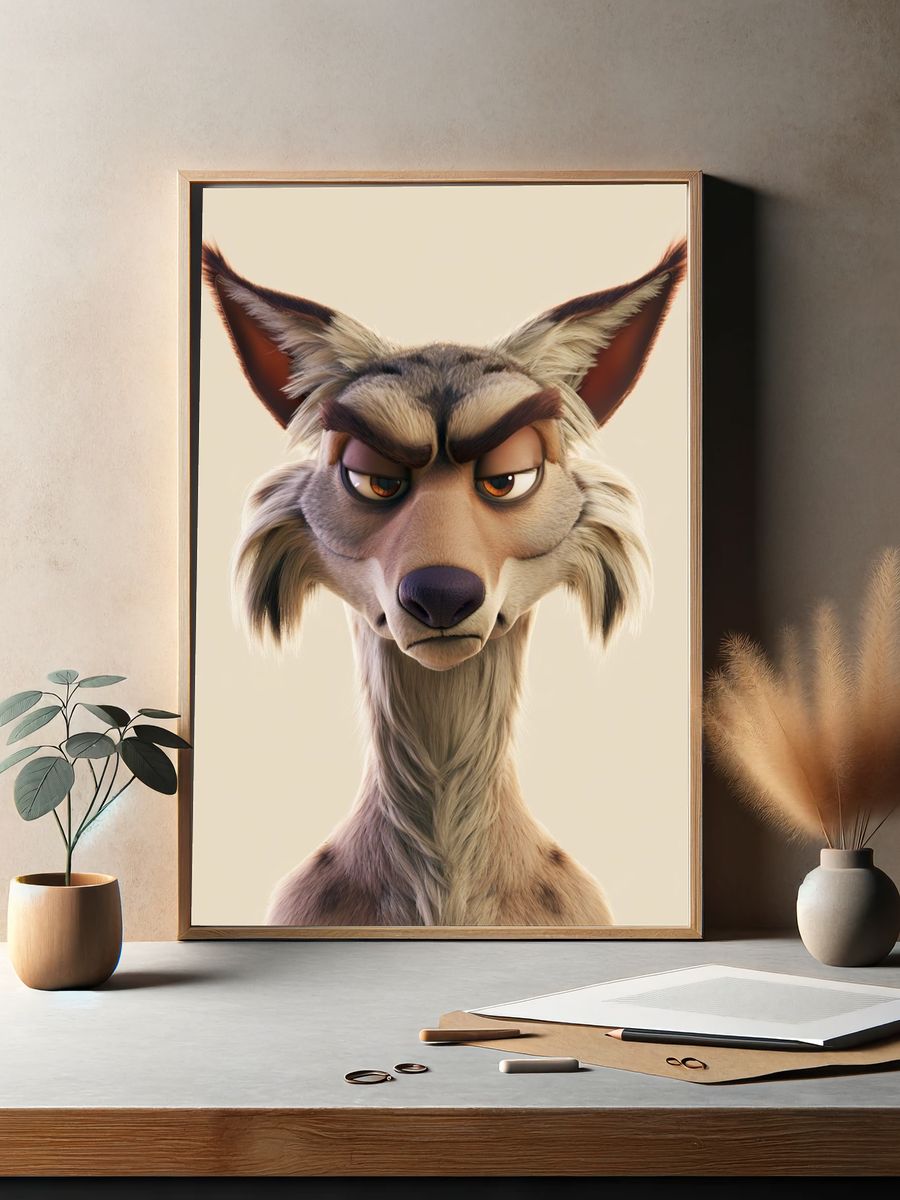 Wolf Portrait Illustration Poster. — room view 2
