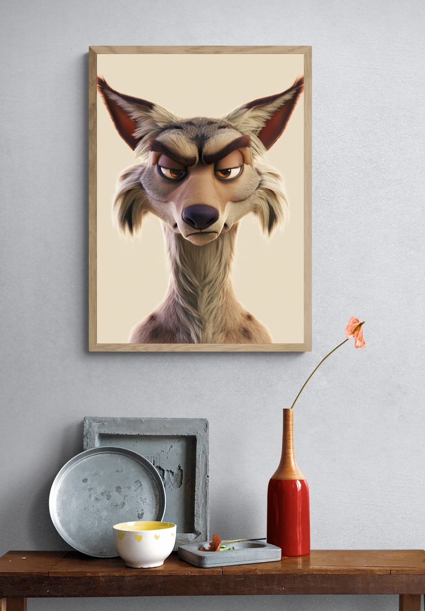 Wolf Portrait Illustration Poster. — room view 3