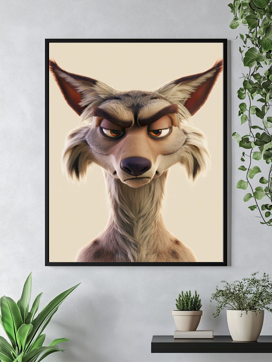 Wolf Portrait Illustration Poster. — room view 4