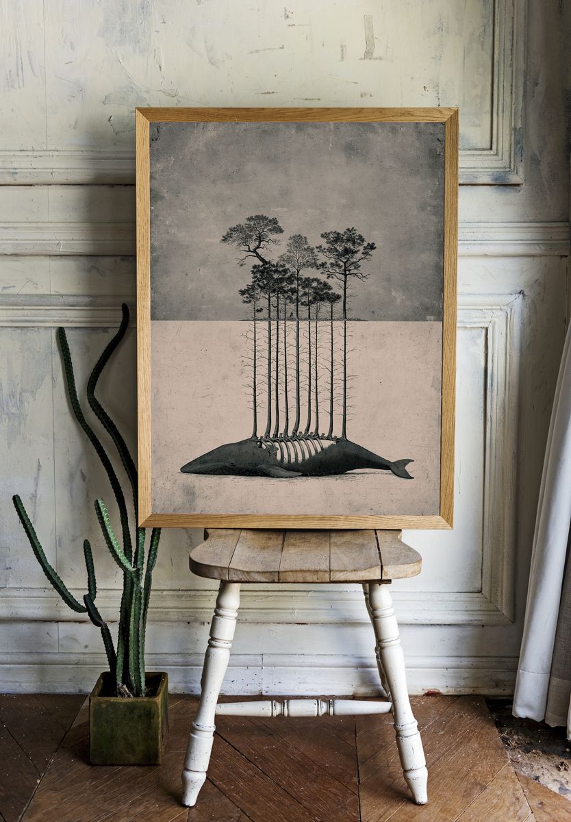 Whale Forest Surrealism Poster. — room view 1