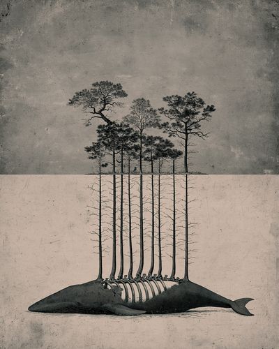 Whale Forest Surrealism Poster. poster