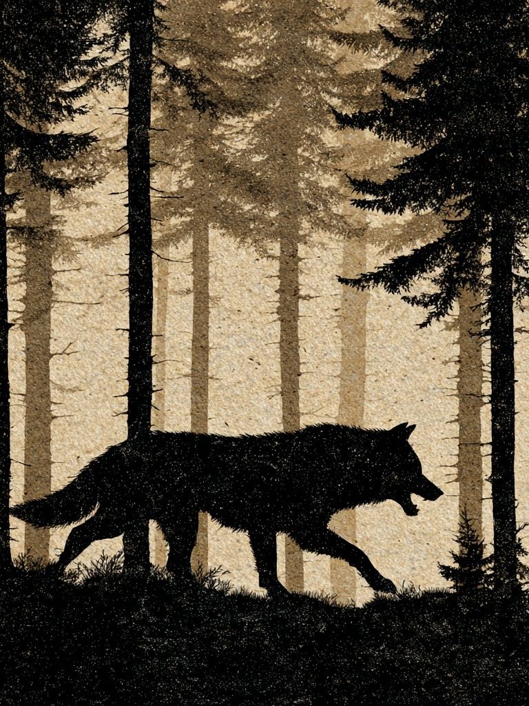 Wolf in the Forest — Nature Print.