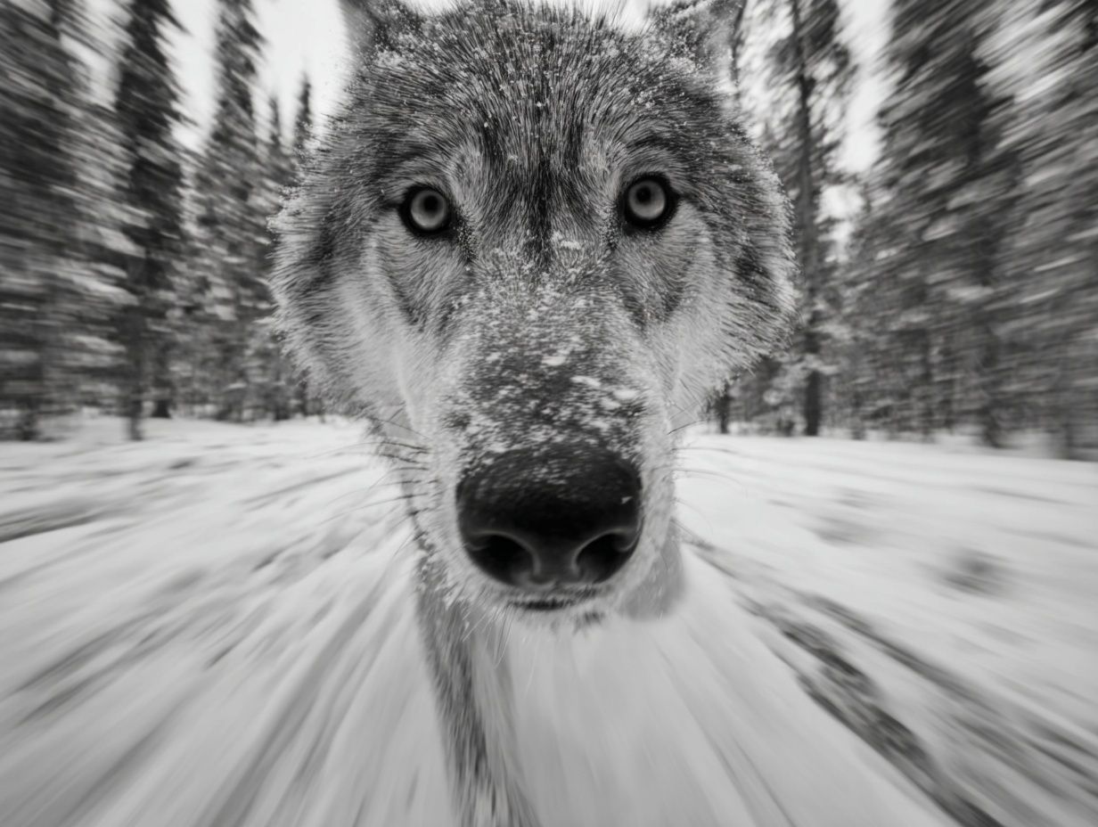 Wolf in Snow Photography Poster. poster detail