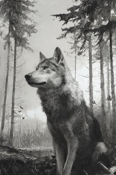 Majestic Wolf — Fine Art Print. poster