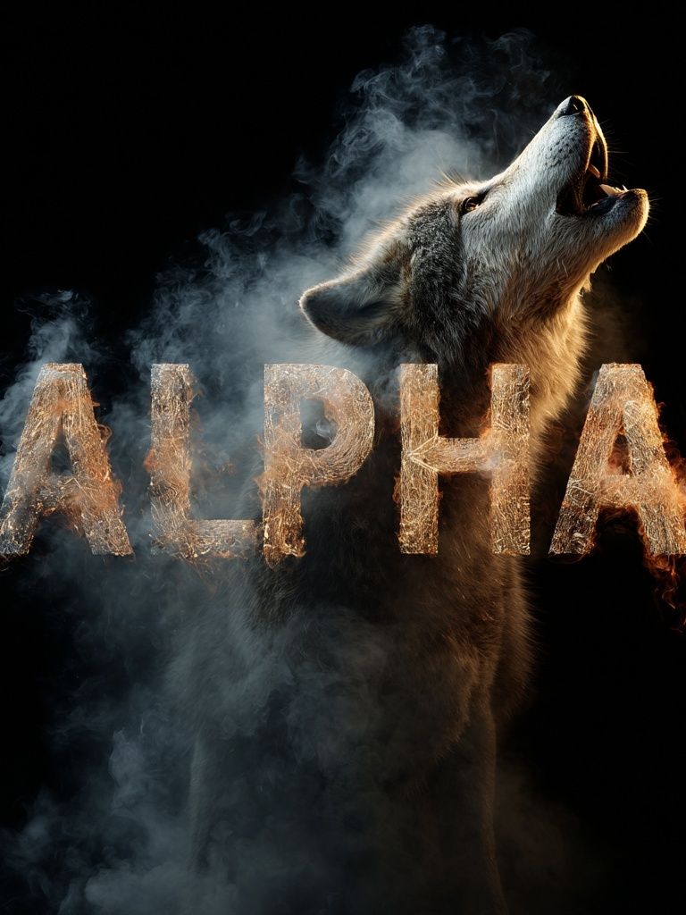 Howling Alpha Wolf Typography Poster. poster detail