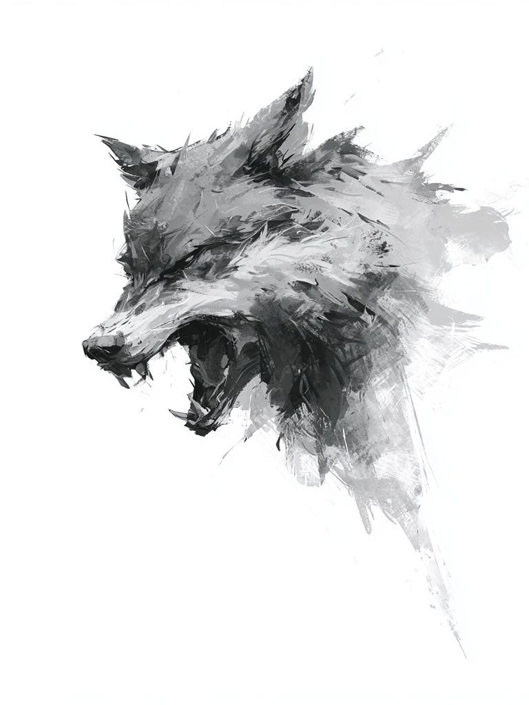Howling Wolf Ink Poster. poster detail