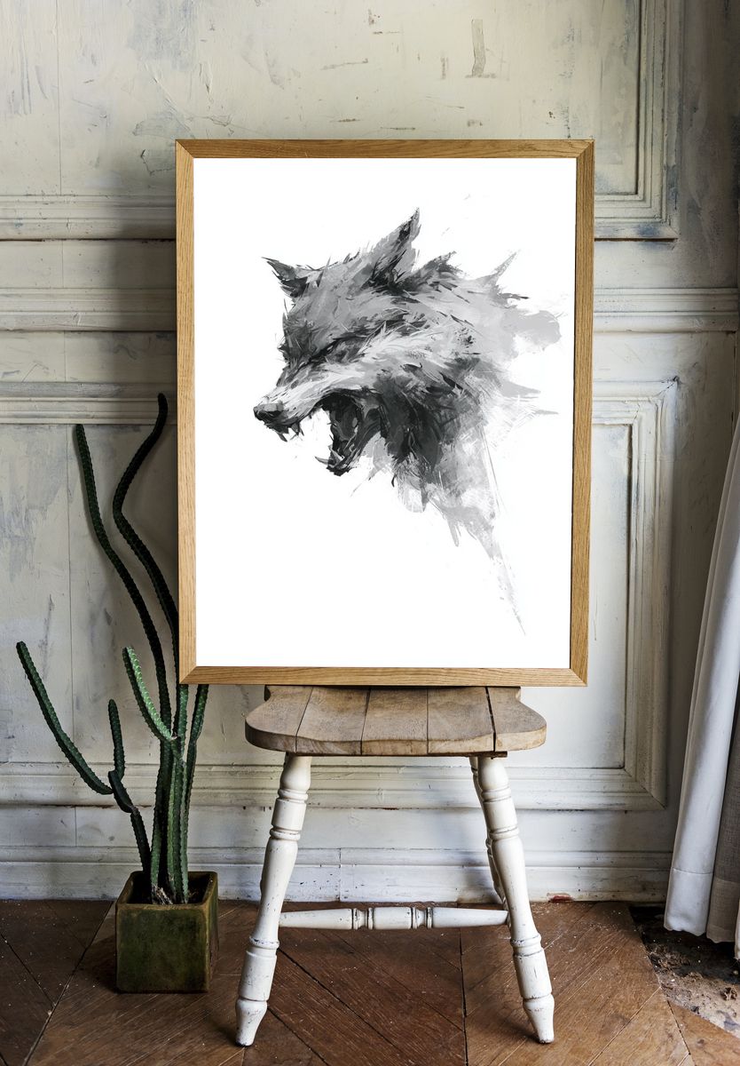 Howling Wolf Ink Poster. — room view 1