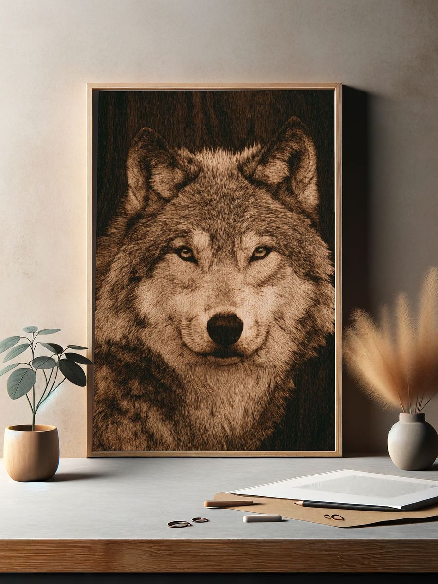 Wolf Portrait — Illustration Print. — room view 2