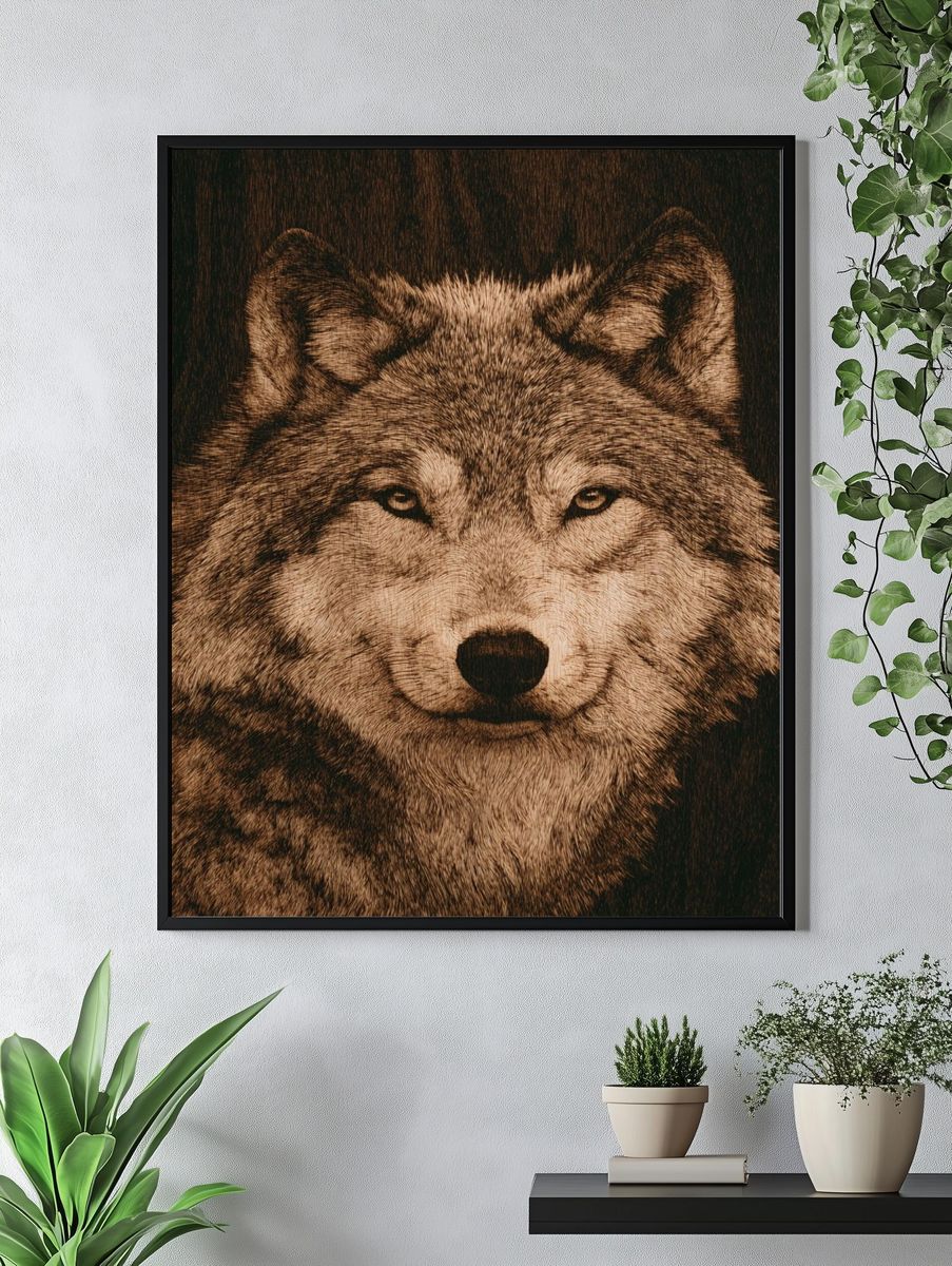 Wolf Portrait — Illustration Print. — room view 4