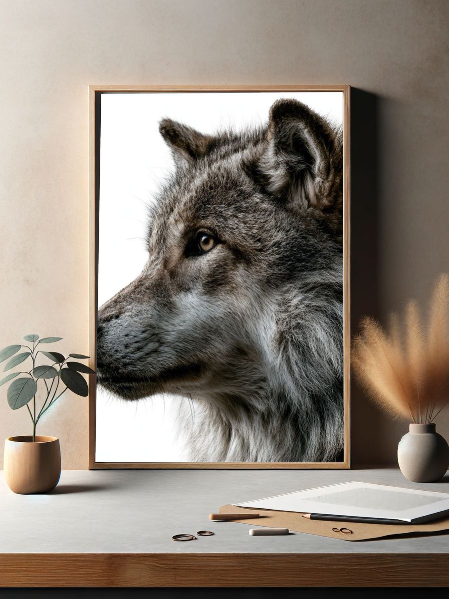 Gray Wolf Portrait Poster. — room view 2