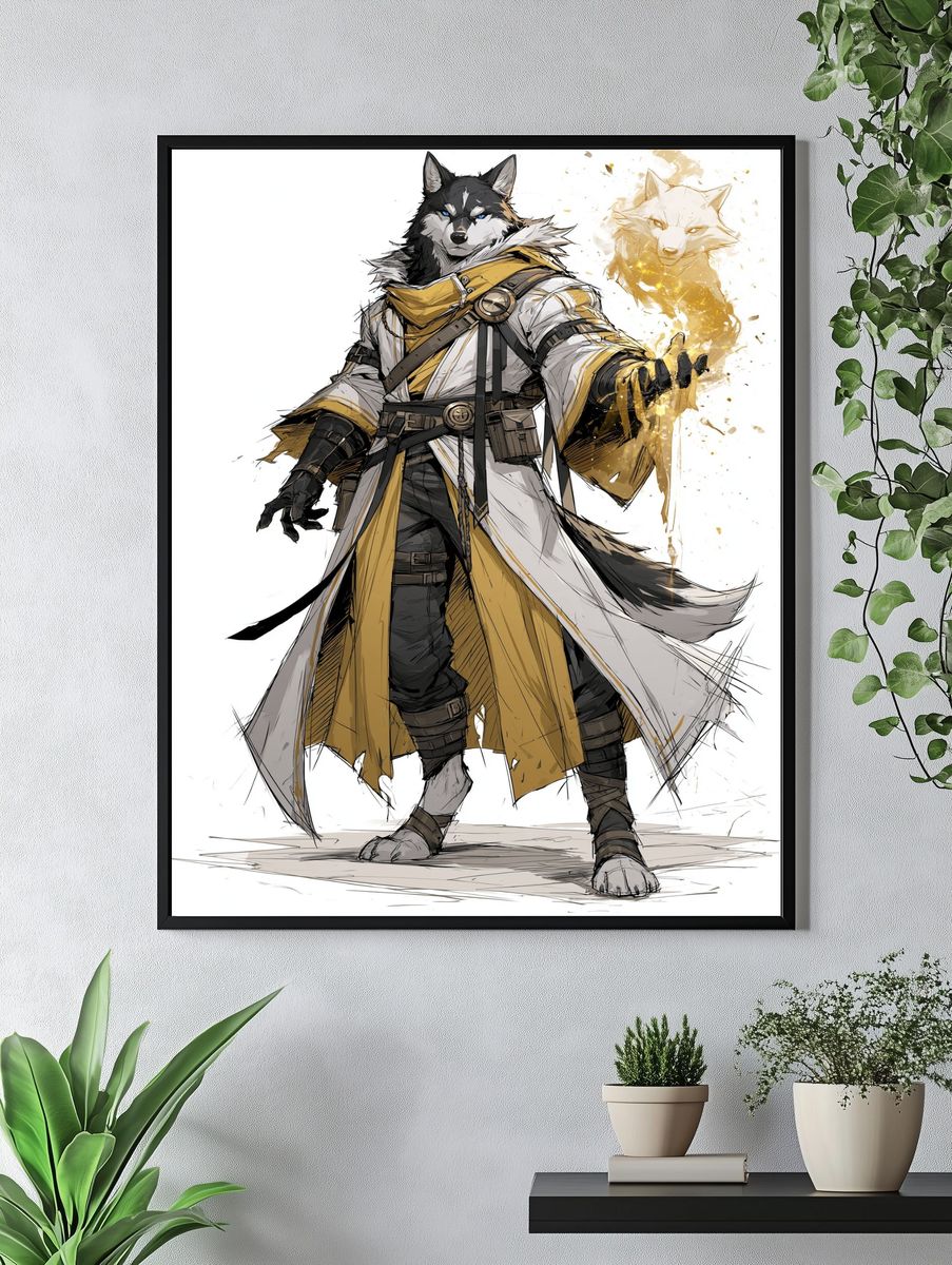Wolf Mage Digital Art Poster. — room view 4