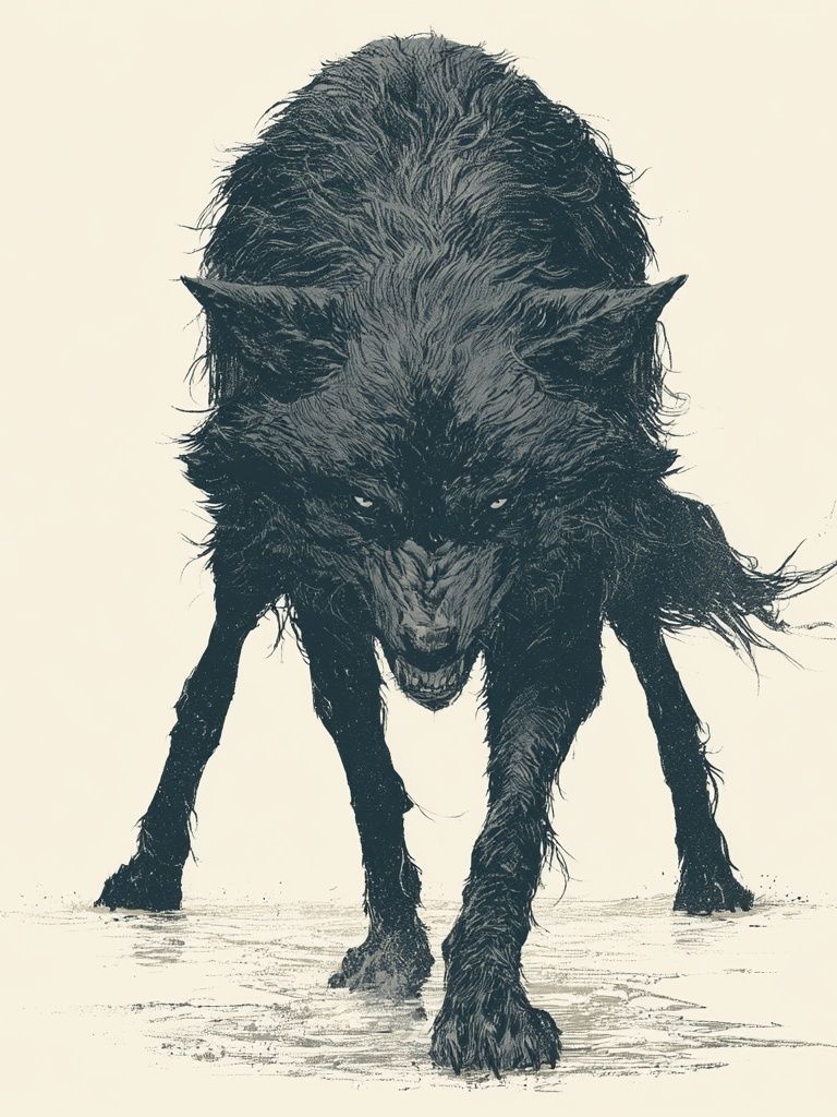 Wolf Ink Illustration Poster. poster — animals art
