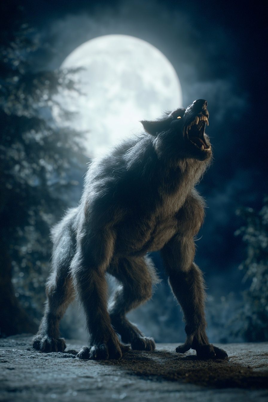 Howling Wolf Moonlit Poster. poster — animals art