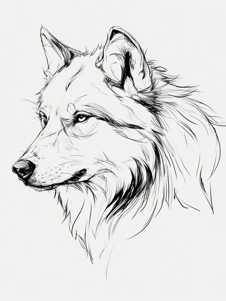 Wolf Line Art Poster. poster — animals art