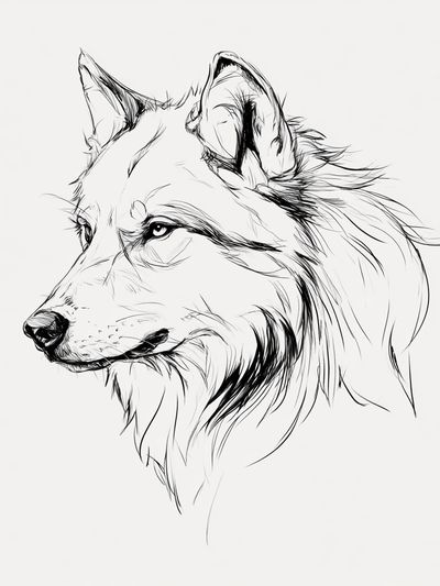 Wolf Line Art Poster. poster