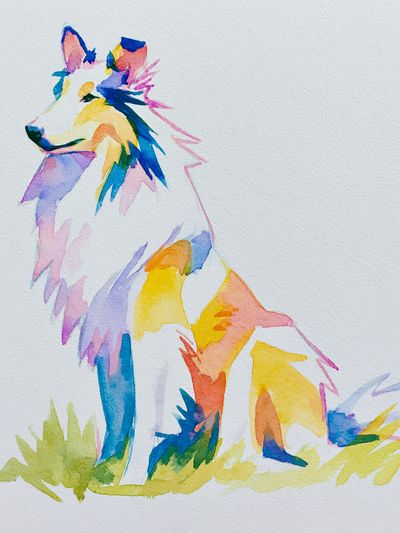 Colorful Wolf Watercolor Poster. poster