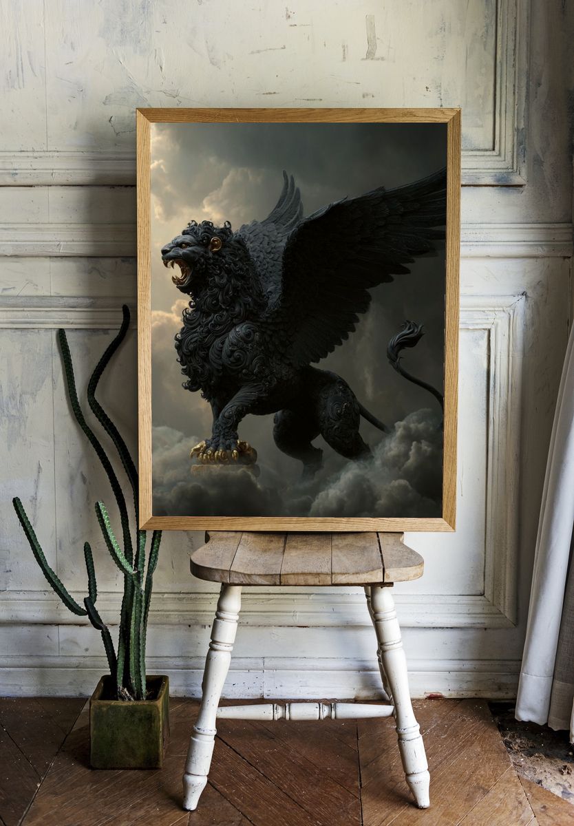Winged Lion Fantasy Print room preview
