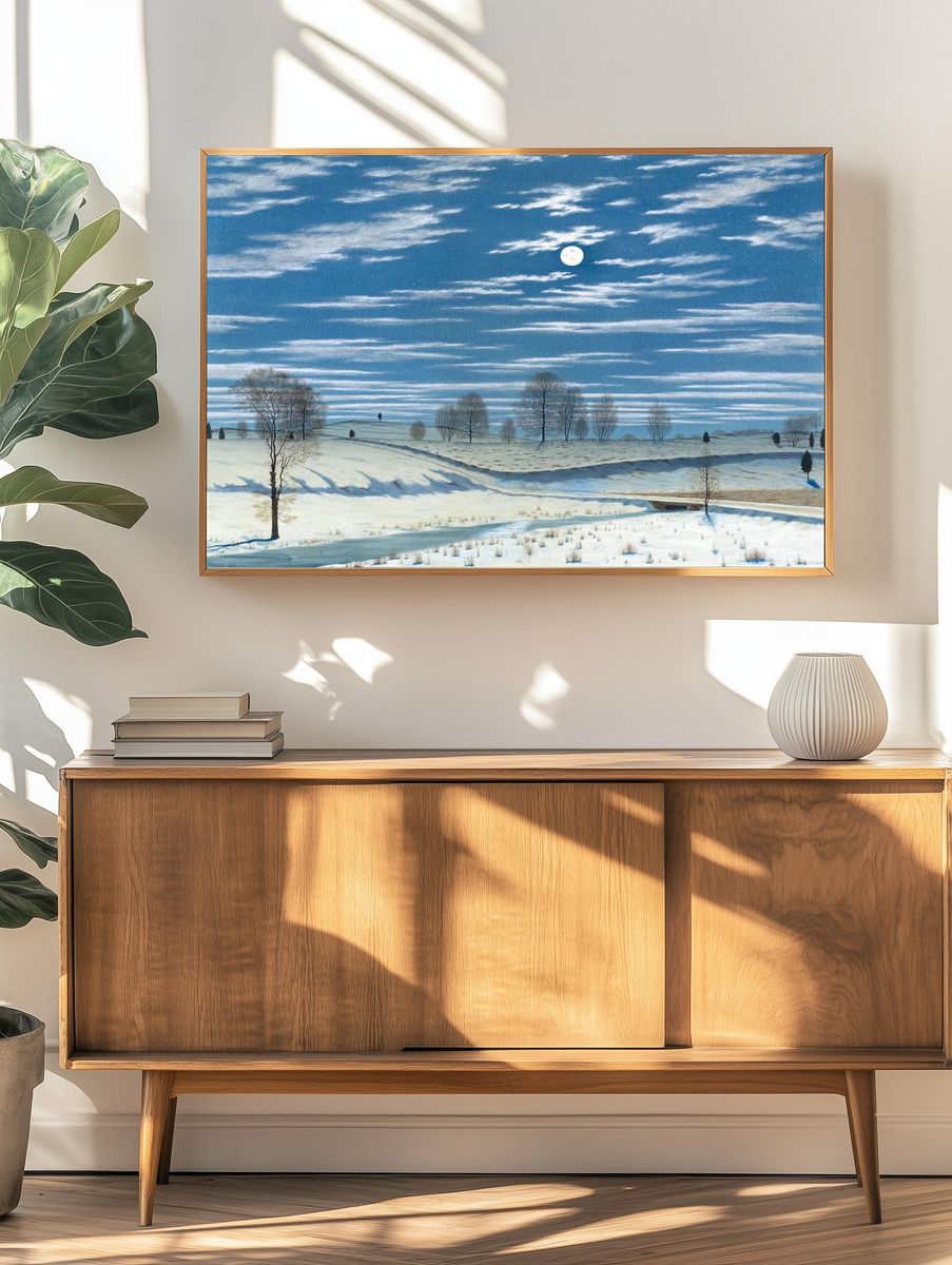Moonlit Winter Landscape Poster. — room view 3