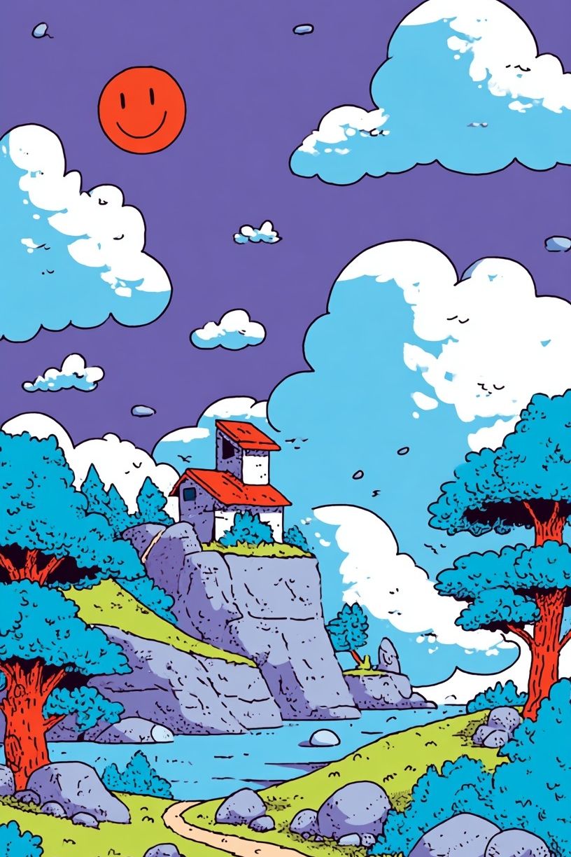 Whimsical Landscape — Illustration Print. poster detail