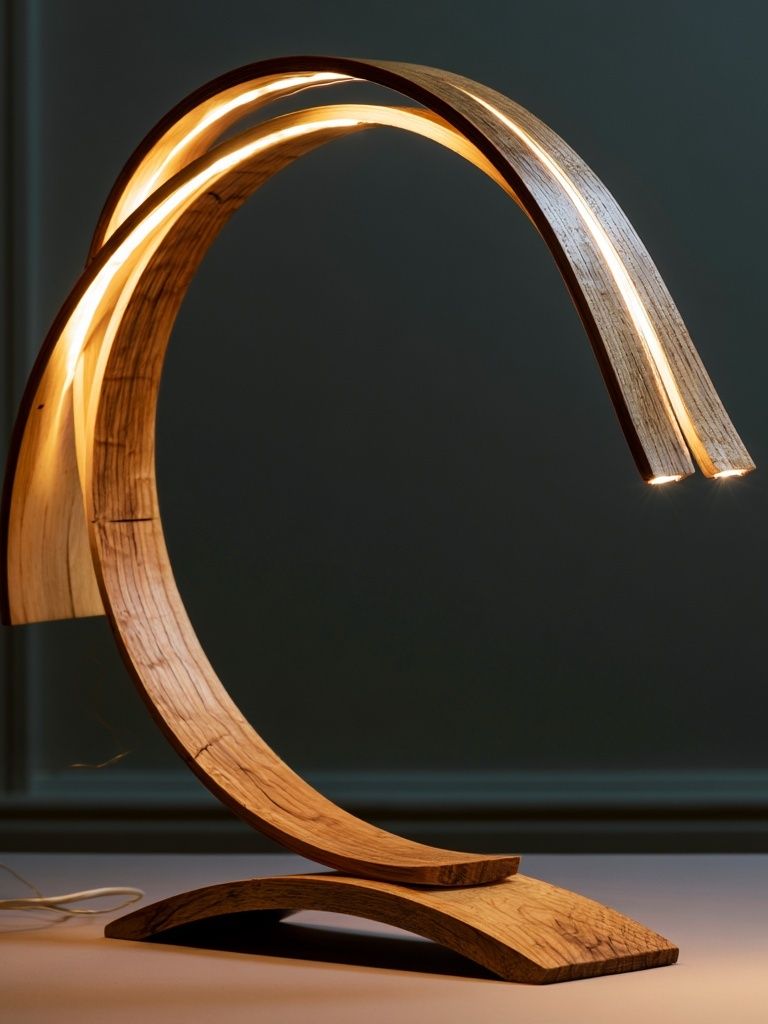 Sculptural Wooden Lamp Photography Poster. poster detail