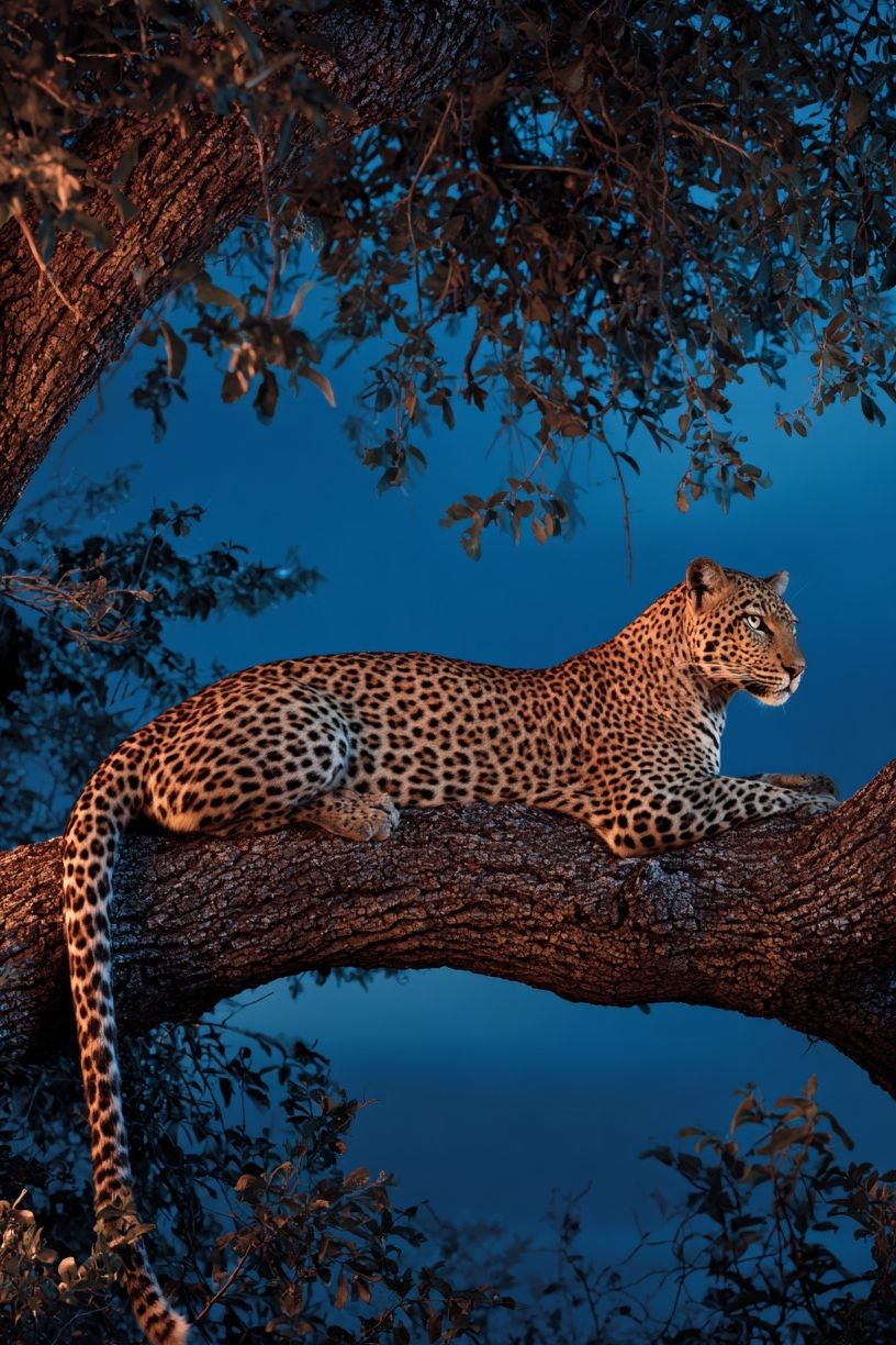 Leopard in a Tree — Wildlife Photography Poster. poster — animals art