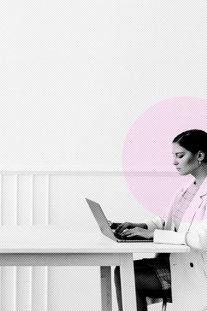 Woman working home coronavirus pandemic. poster — photography art