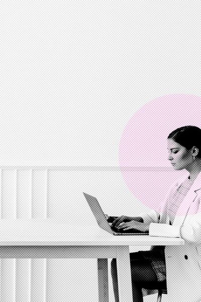 Woman working home coronavirus pandemic. poster print