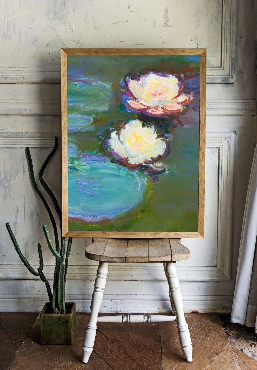 Water Lilies — Fine Art Print. room preview