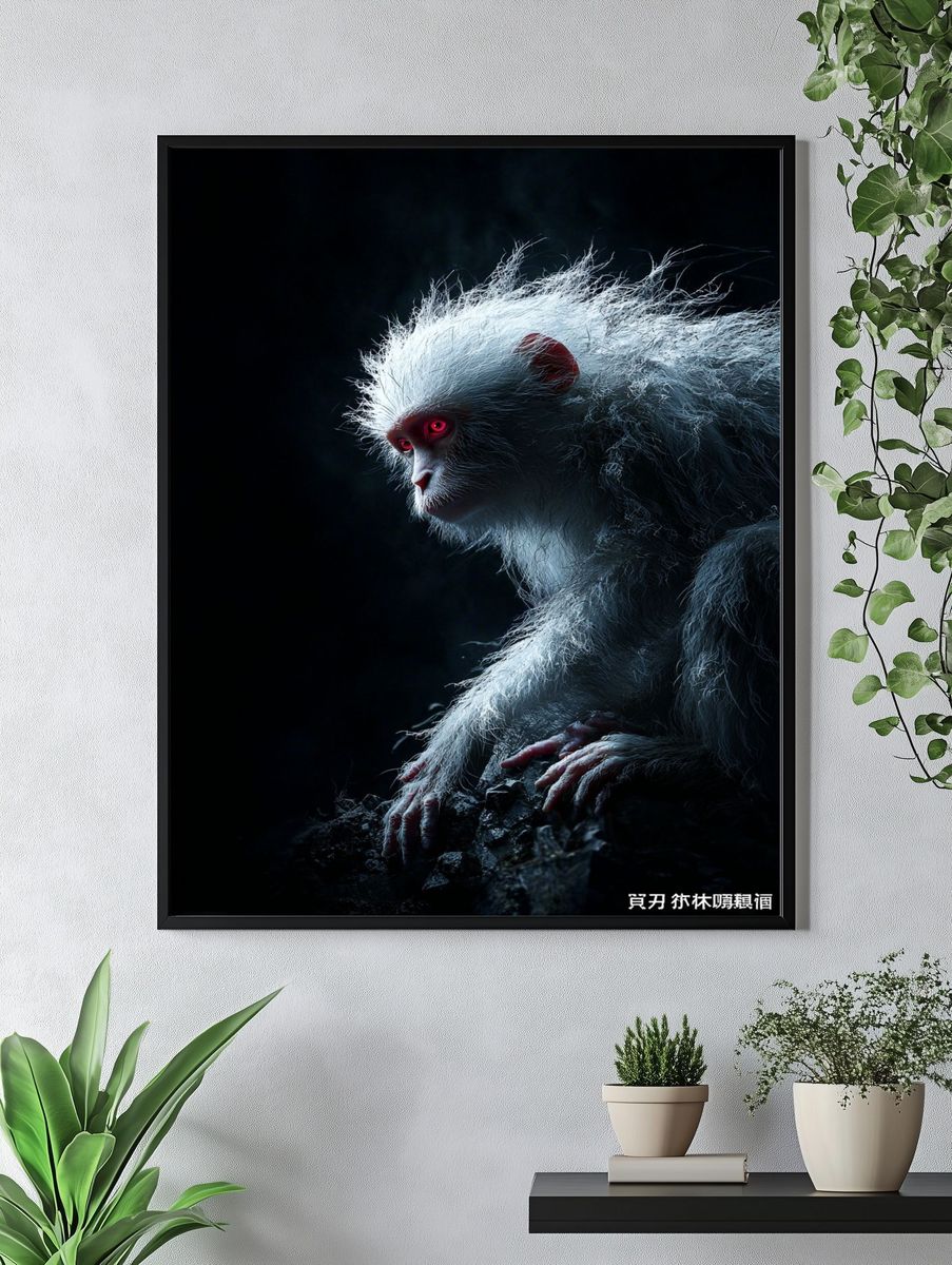 Mysterious White Monkey Poster. — room view 4