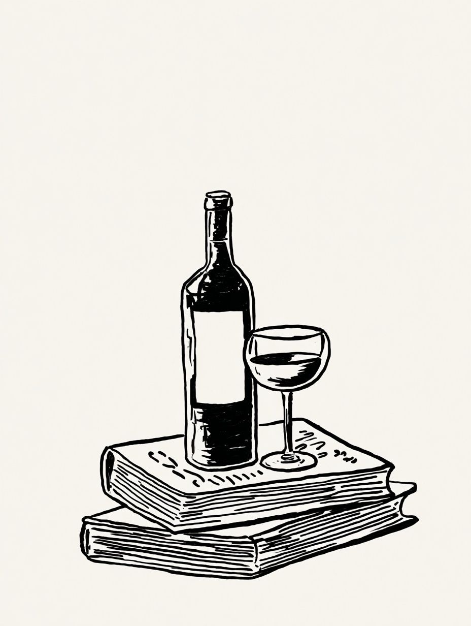 Wine Bottle Still Life Illustration Poster. poster detail