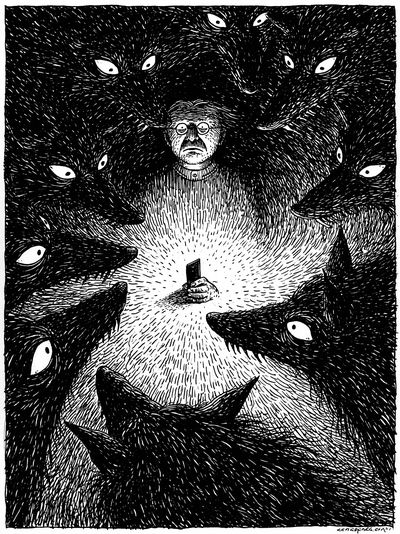 Wolf Circle Ink Poster. poster