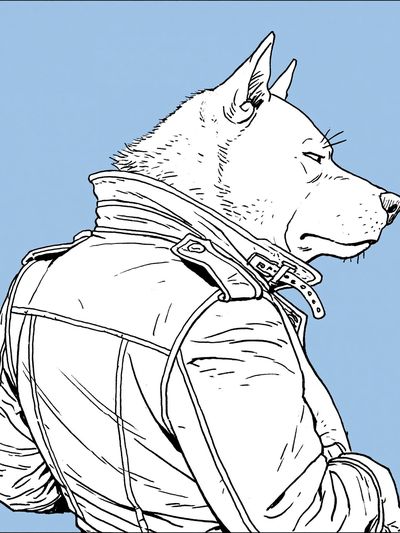 Wolf in Jacket Illustration Poster. poster print