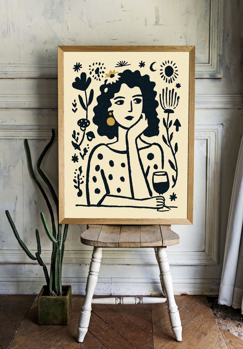 Thoughtful Woman — Illustration Print. — room view 1