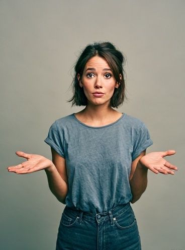 Woman Shrugging Portrait Poster. poster detail