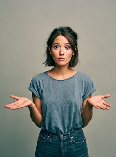 Woman Shrugging Portrait Poster. poster