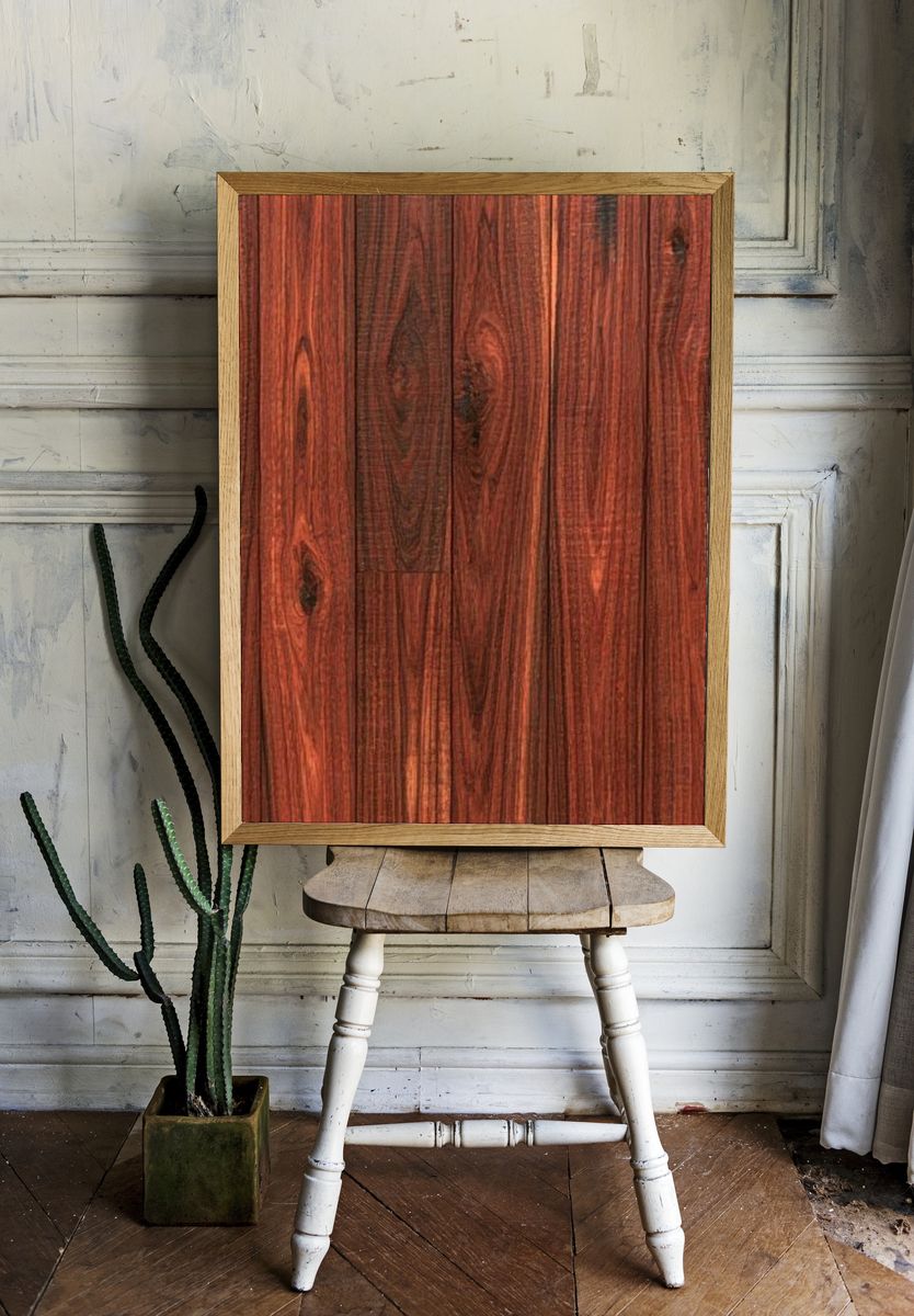Red Wood Grain Texture Poster. — room view 1