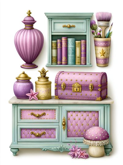 Whimsical Pastel Vanity Illustration Poster. poster