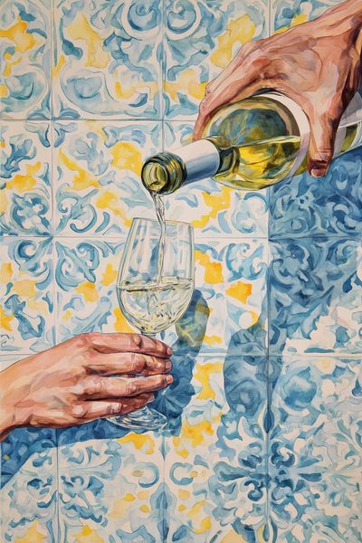 Wine Pouring — Watercolor Print. poster