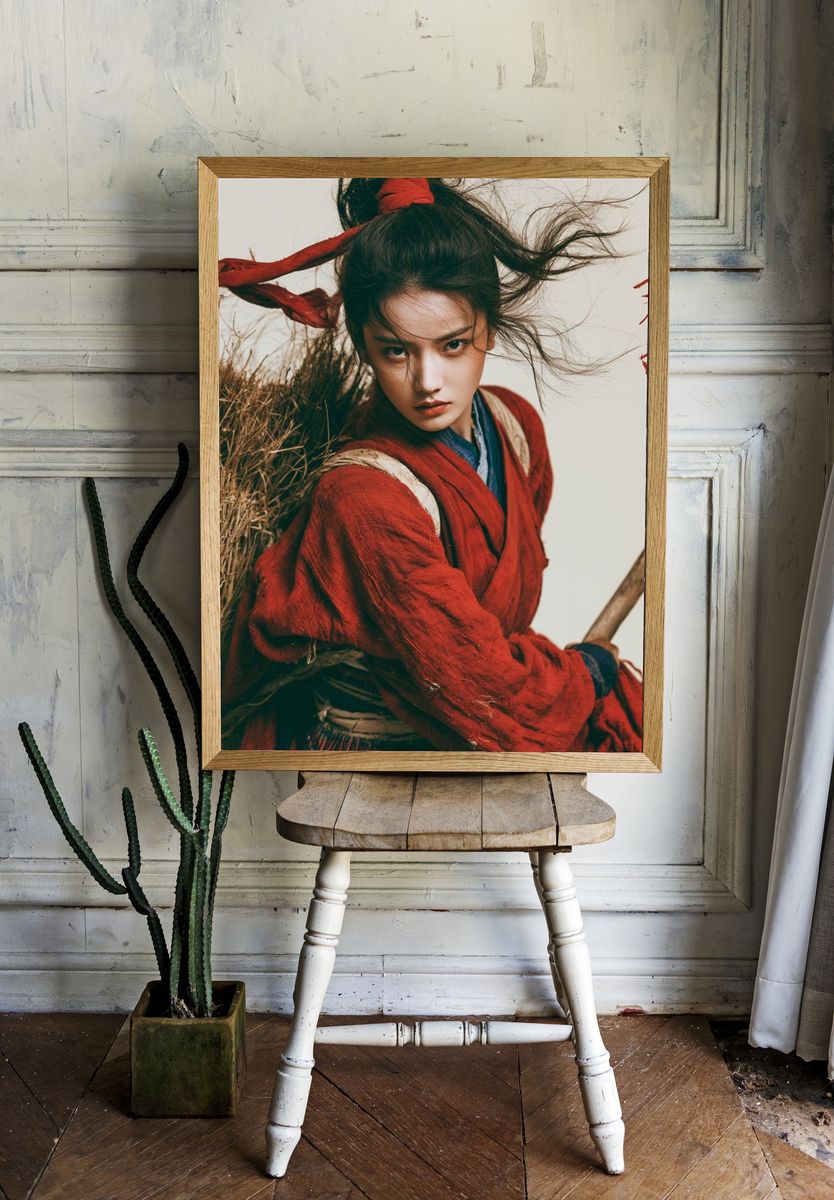 Warrior Portrait Illustration Poster. — room view 1