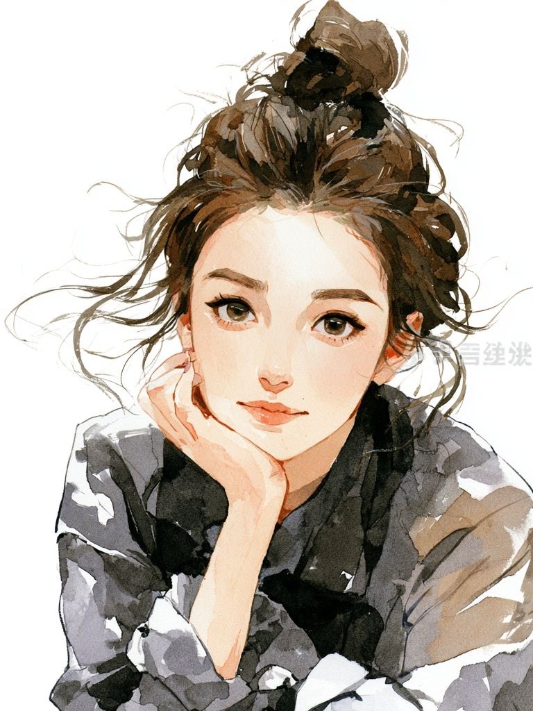 Watercolor Woman Portrait Print. poster detail