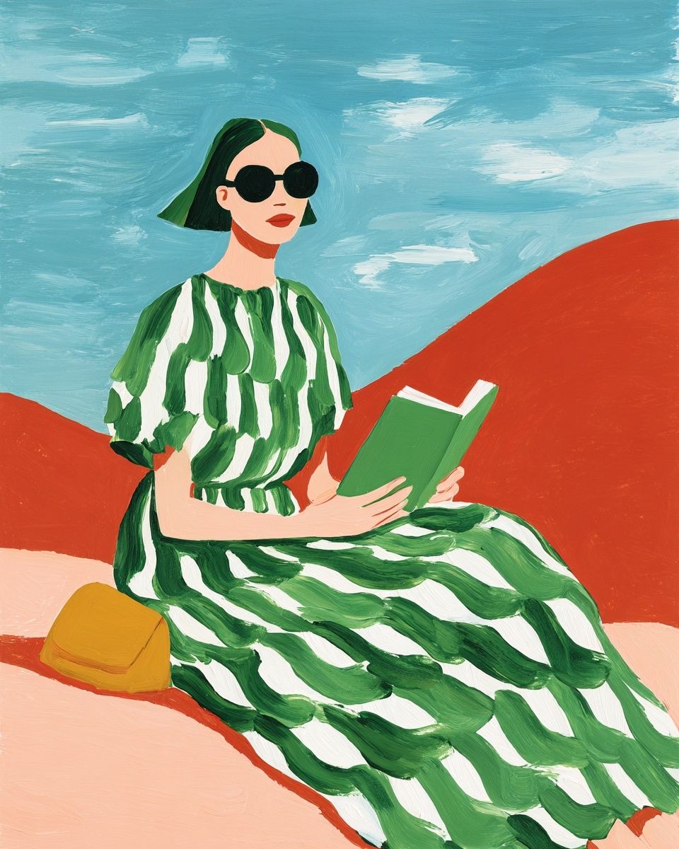 Woman Reading — Illustration Print. poster — illustration art