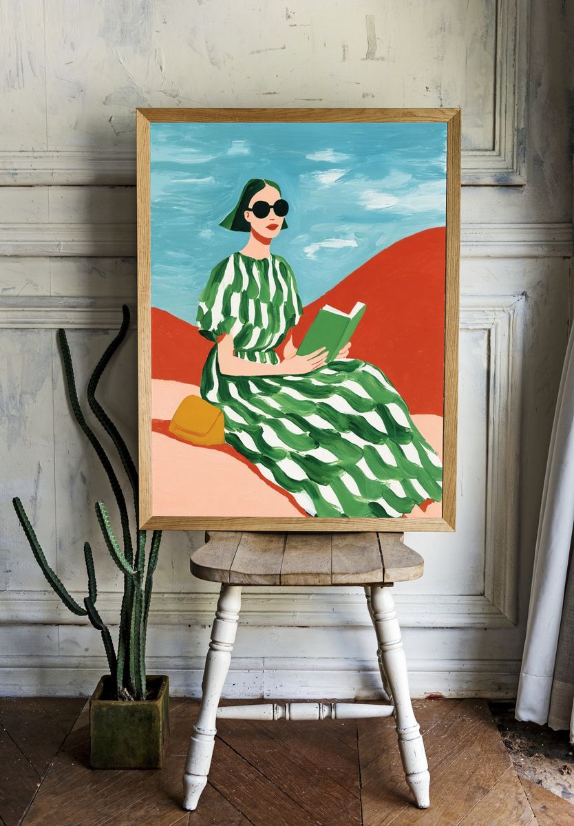 Woman Reading — Illustration Print room preview