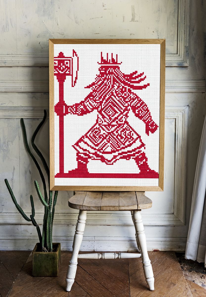 Warrior with Shield — Illustration Print. room preview