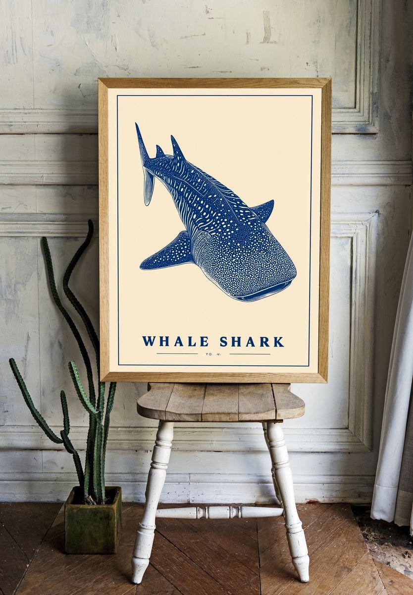 Whale Shark — Illustration Print. room preview