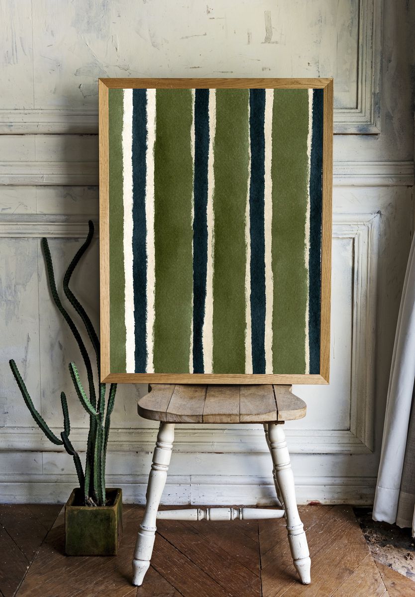 Watercolor Striped Pattern Poster. room preview