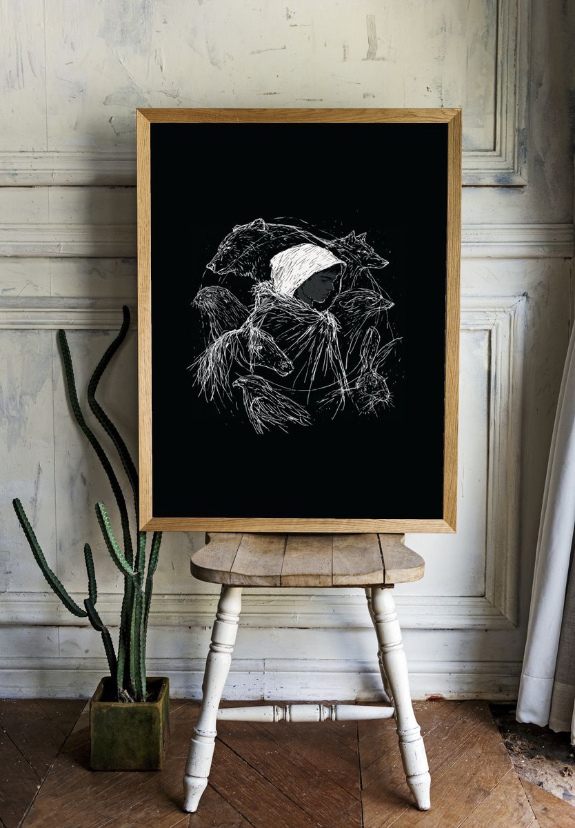 Wolf Spirit Portrait Print. — room view 1
